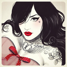 Схема вышивки «девушка с тату»