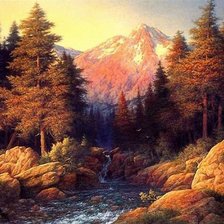 Схема вышивки «осень в горах»