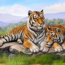 Схема вышивки «тигры»