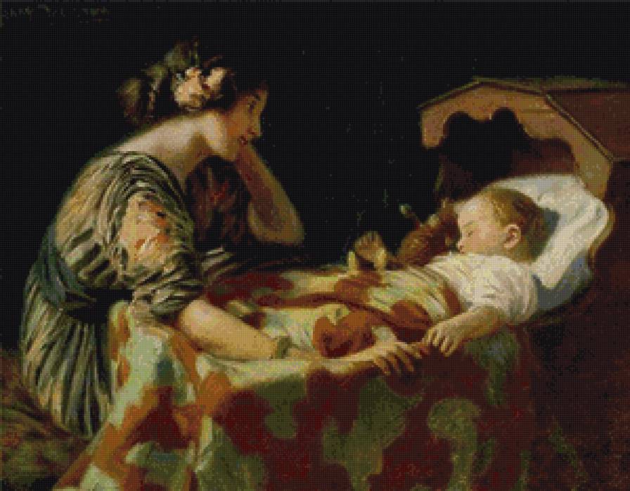 Мать с ребенком в колыбели - предпросмотр