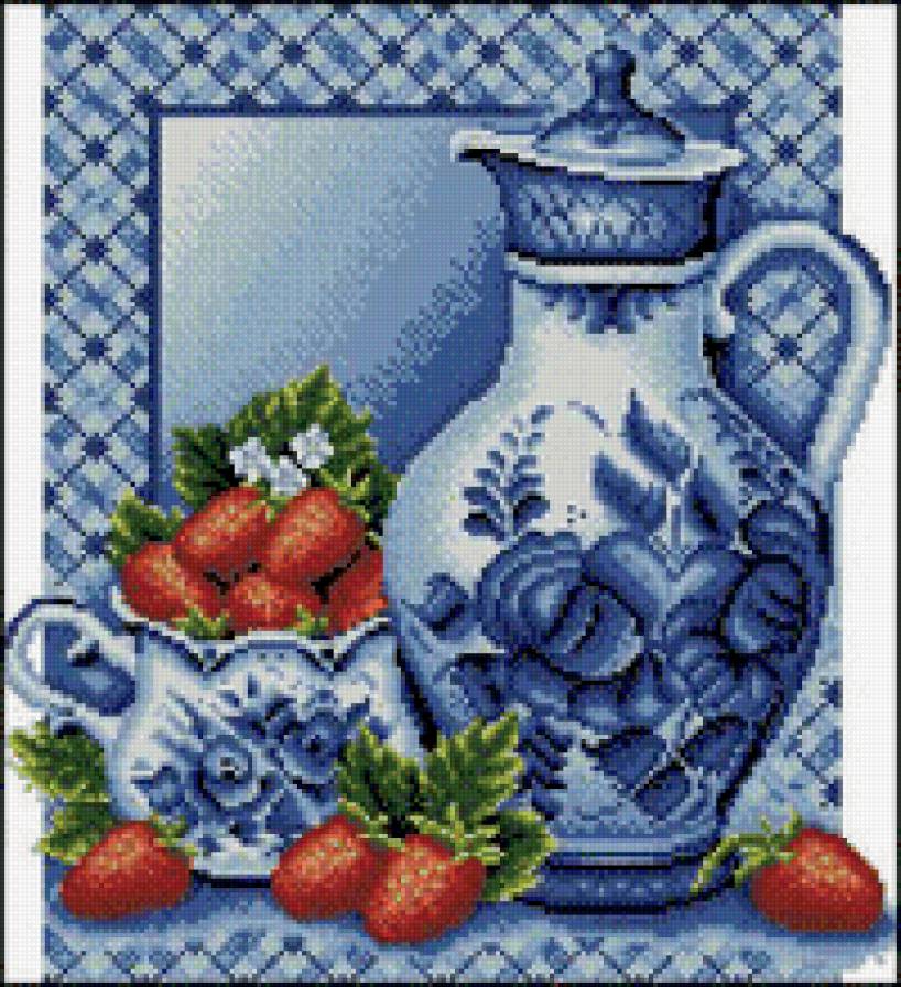 Гжель с клубникой - предпросмотр