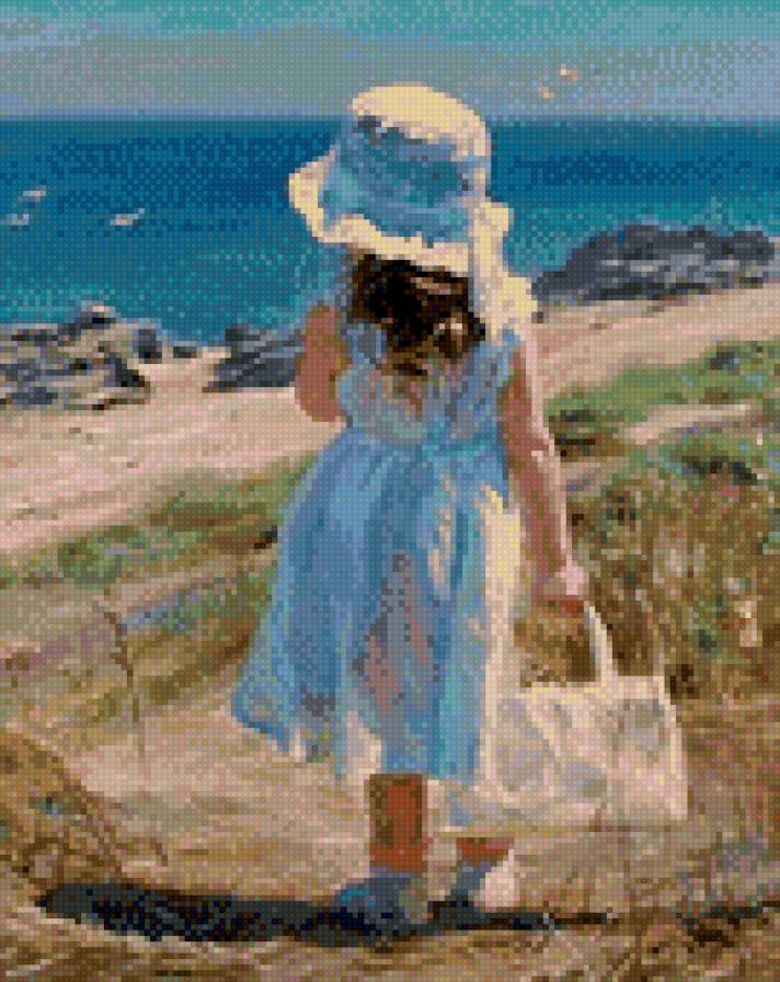 девочка у моря - предпросмотр