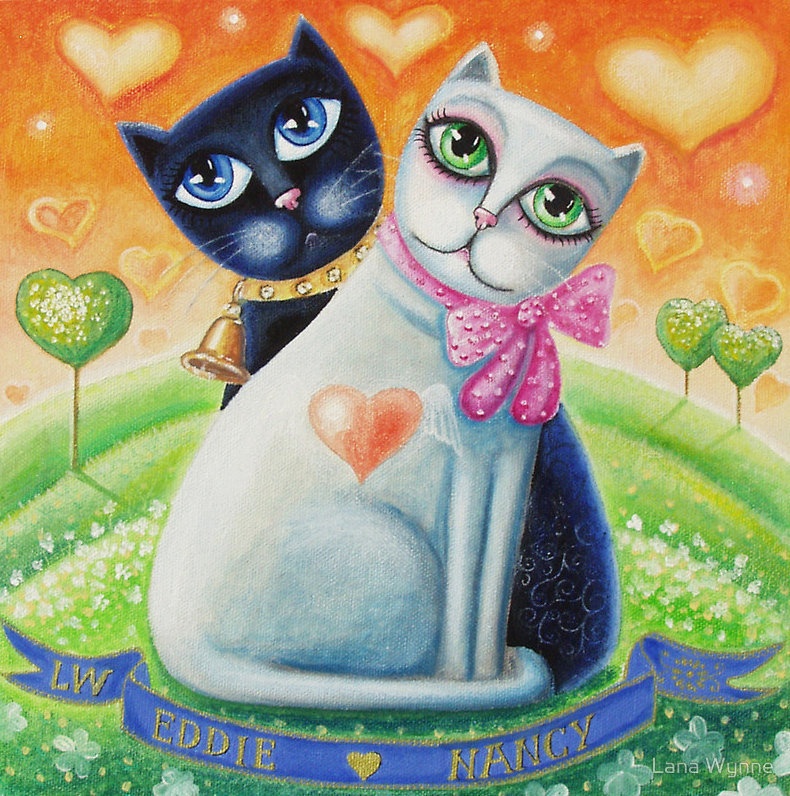 пара - пара, инь и янь, кот, любовь, страсть, кошка, чувства, панно - оригинал