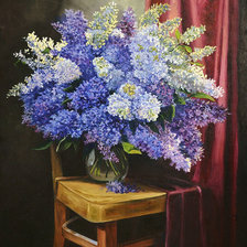 Схема вышивки «сирень на стуле»