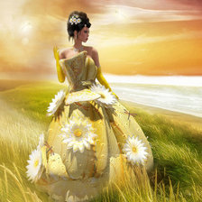 Схема вышивки «девушка ромашка»