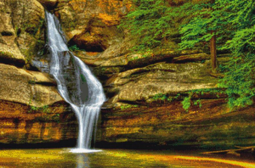 Водопад - горы, водопад, природа, пейзаж - предпросмотр