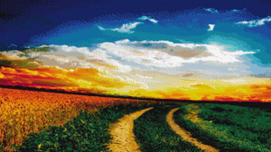 Дорога - пейзаж, дорога, природа, поле - предпросмотр