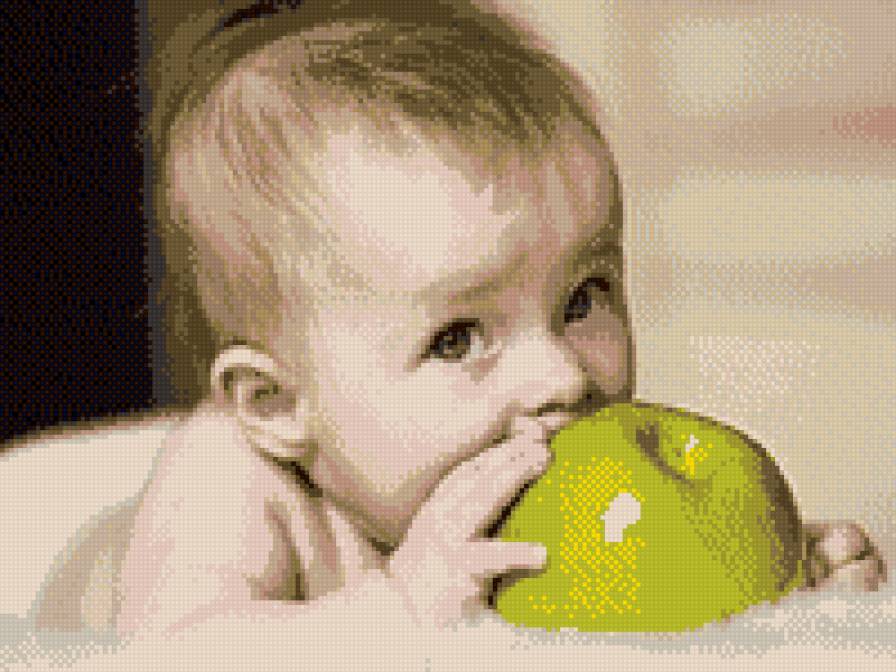 малыш с яблоком - яблоко, метрика, ребенок, дети, малыш - предпросмотр