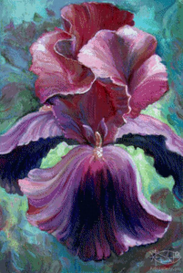 ирис - панно, цветы, цветок, живопись, ирис - предпросмотр