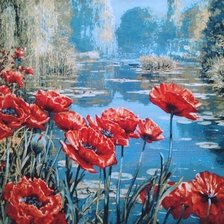 Схема вышивки «панно с маками»