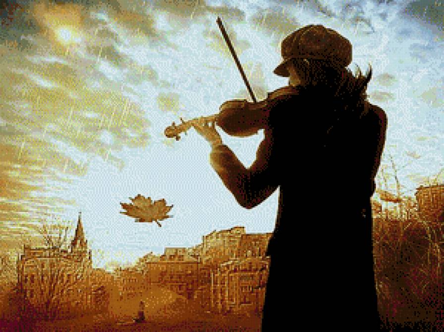 Скрипач на крыше - дождь, осень, музыкант - предпросмотр