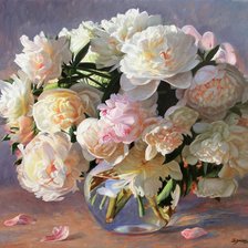 Схема вышивки «белые пионы»