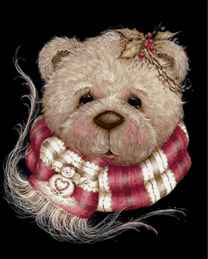 Медвежонок в шарфике - медвежонок, животные.медведь, зима - предпросмотр