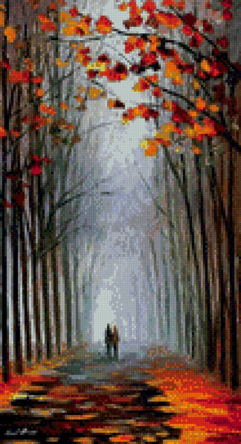 грусть - грусть, живопись, листья, природа, осень, человек - предпросмотр