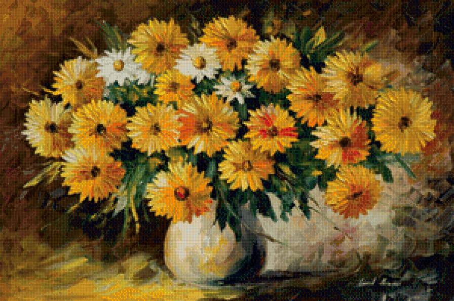 жёлтые цветы - акварель, ваза, цветок, натюрморт, живопись - предпросмотр