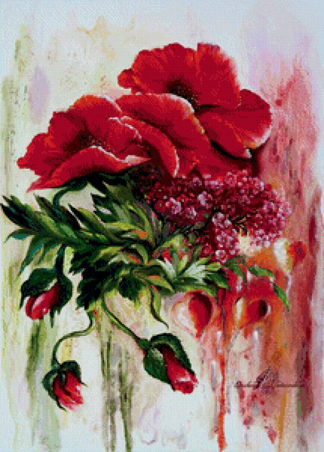 панно с маками - картина, лето, букет, панно, цветы, маки - предпросмотр