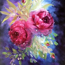 Схема вышивки «яркие пионы»