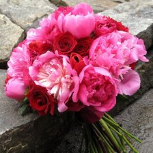 Схема вышивки «пионы на камнях»