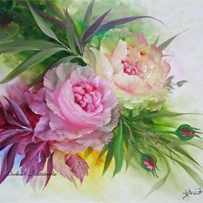 Схема вышивки «пионы»