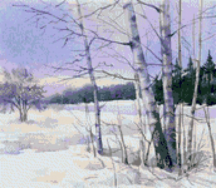 Зима - береза, снег, лес, зима - предпросмотр