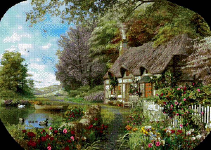 Домик - растения, цветы - предпросмотр