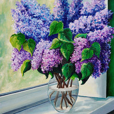 Схема вышивки «сирень на подоконнике»