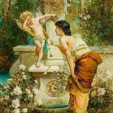 Схема вышивки «девушка у фантана»