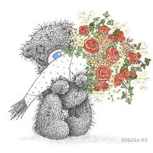 Схема вышивки «Мишка с букетом»