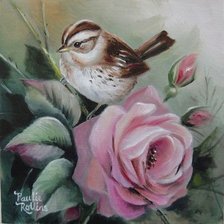 Схема вышивки «Птичка и роза»