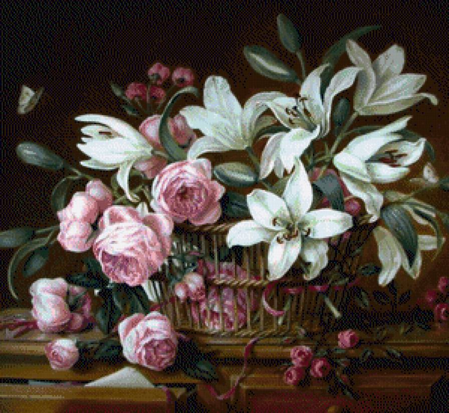 серия "корзины" - корзина.цветы.розы.лилии - предпросмотр