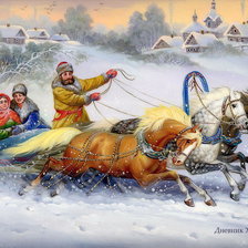 Схема вышивки «Катание на санях»