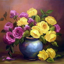 Схема вышивки «розы в вазе»