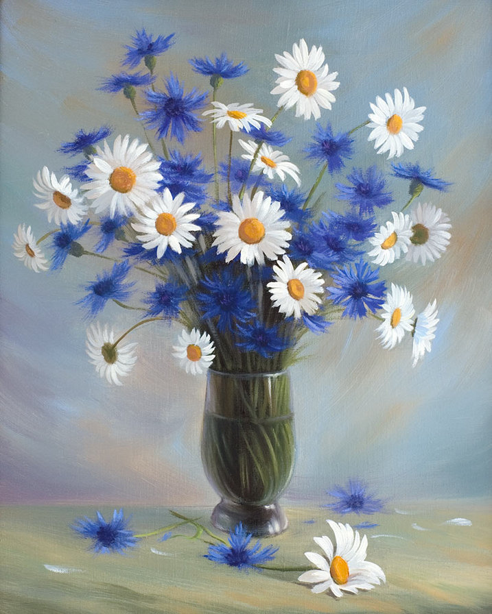 букет васильков - цветы, васильки, букет - оригинал