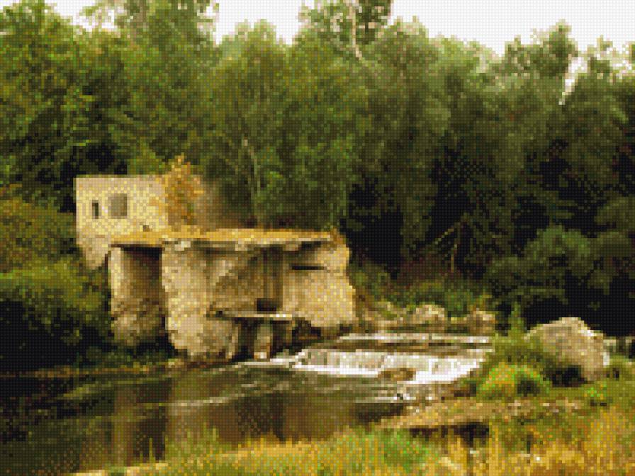 река - природа, вода, река, пейзаж, мельница - предпросмотр