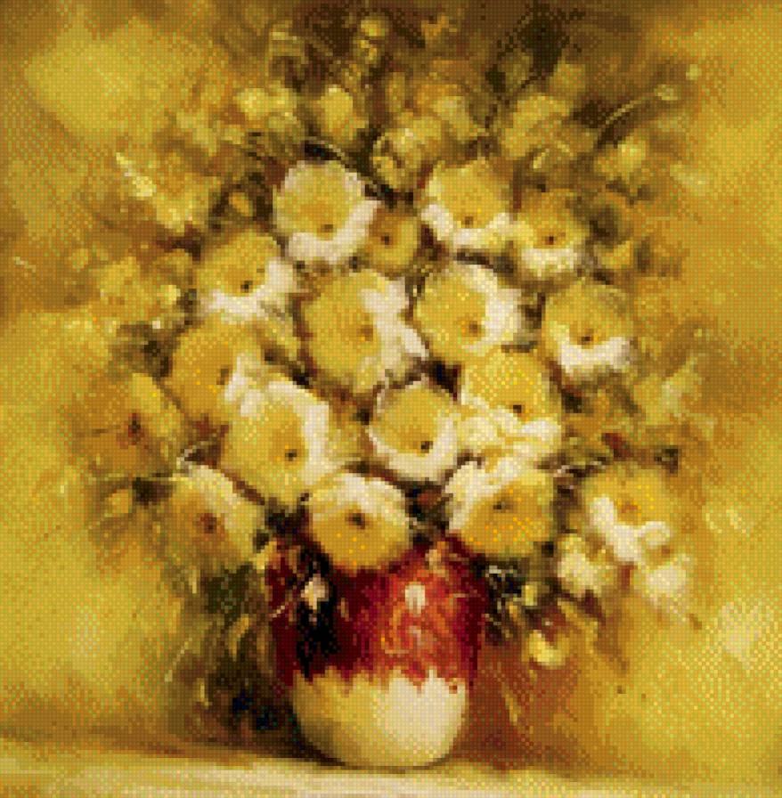Букет желтых цветов. А. Джанильятти - букет, картина, искусство, цветы, живопись - предпросмотр