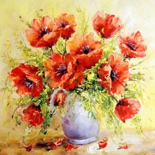 Схема вышивки «Букет маков в белом кувшине. А. Джанильятти»