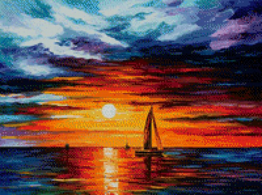 №6 худ. Леонид Афремов - живопись, картина, парус, искусство, море, корабль - предпросмотр