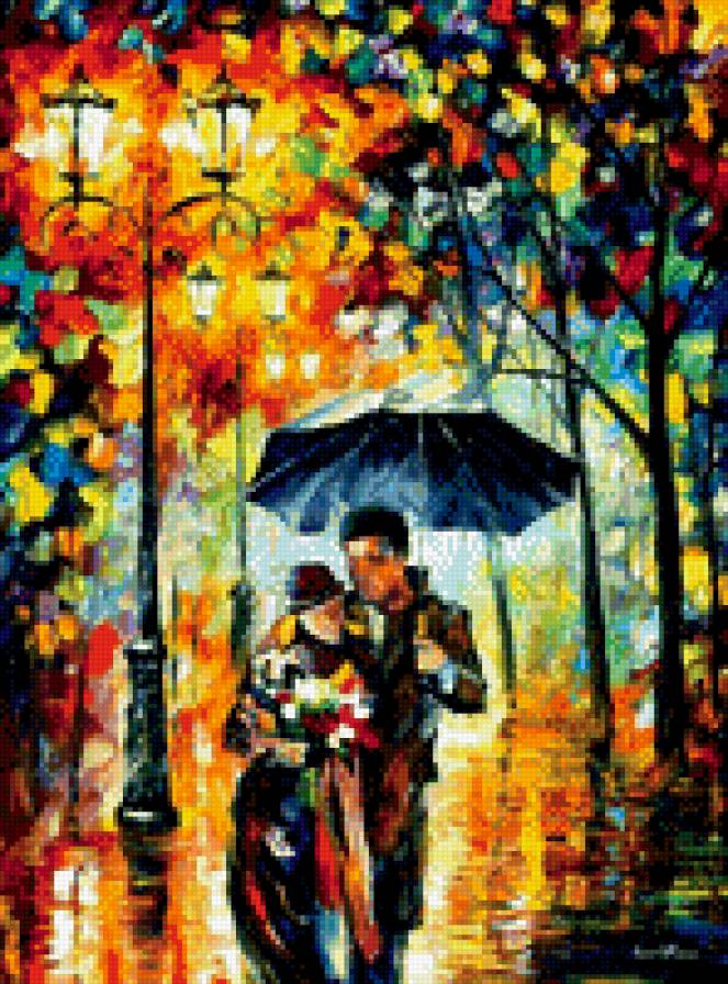 №29 худ. Леонид Афремов - зонт, живопись, картина, пара, искусство - предпросмотр