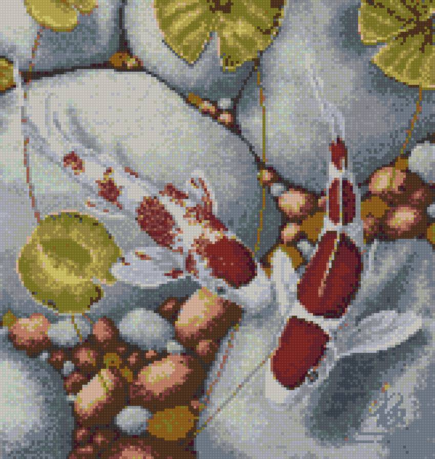 Два карпа - карпы, карпы кои, пара, пара рыбок - предпросмотр