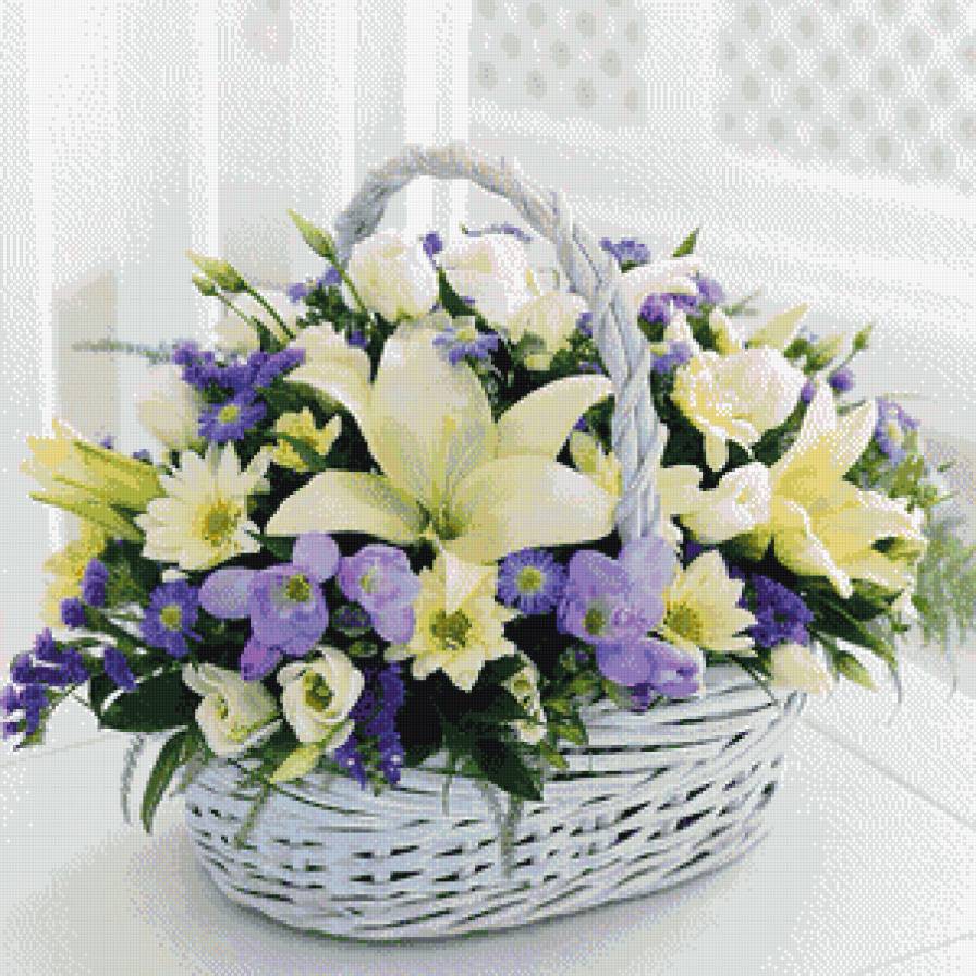 весенний букет - цветы, весна, букет, корзина - предпросмотр