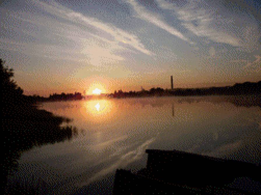 закат на реке - закат, вечер - предпросмотр