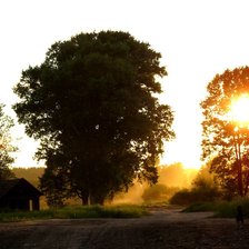 Схема вышивки «закат в деревне»
