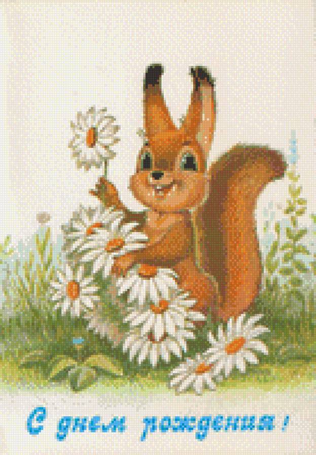 Поздравительная открытка №6 - поздравление, праздник, белка, открытка - предпросмотр