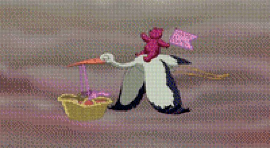 Аист с корзинкой - аист, дети - предпросмотр