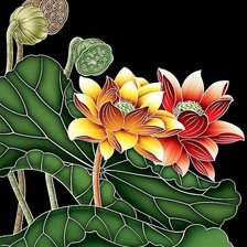 Схема вышивки «Лотосы на черном»