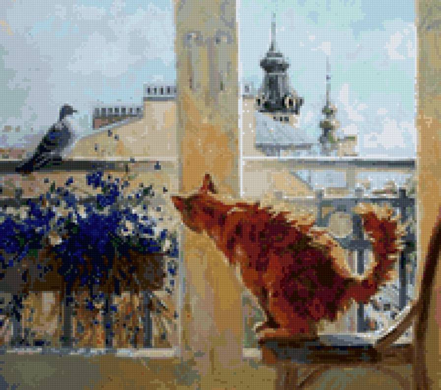 Кошка у окошка - котенок, ожидание, кот, окно - предпросмотр