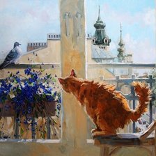 Схема вышивки «Кошка у окошка»