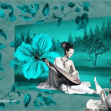 Схема вышивки «панно с лебедями в японском стиле»