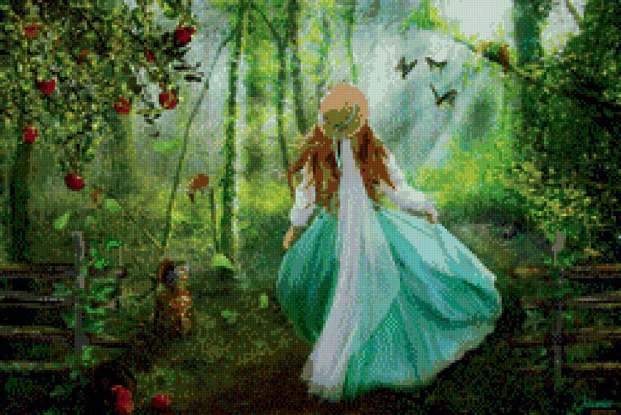 №843275 - деревья, утро, девушка - предпросмотр