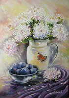 Схема вышивки «букет хризантем 1»